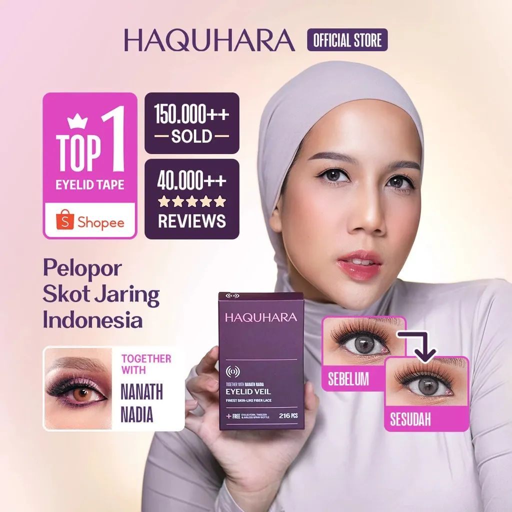 Haquhara Eyelid Veil x Nanath Nadia Scot Skot Mata Jaring Eyetape Lace Invisible Mesh