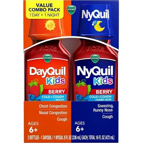 Vicks DayQuil/NyQuil Severe Cold & Flu Relief KIDS USA | Batuk | Panas | Demam | Flu | Pilek (1 SET)